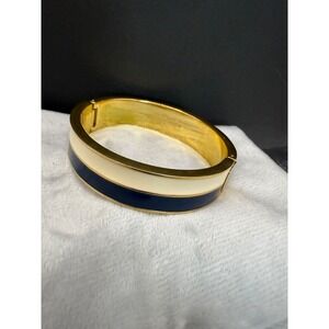 Vintage Enamel Bangle Bracelet Nautical White Blue Signed J Crew‎